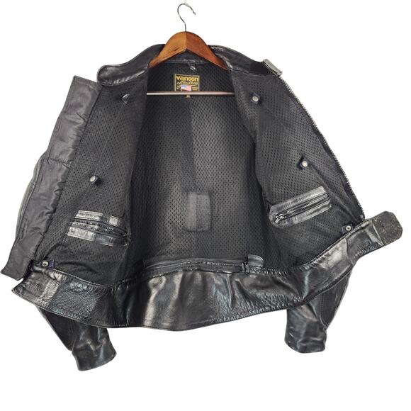 Vanson Leathers Motorcycle Jacket Men 44 Black Moto Guzzi Patch USA Made - Picture 5 of 16